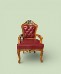 Bespoke Carved Teak Tufted Accent Armchair